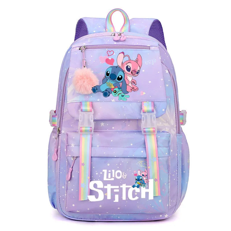 Lilo e Stitch Mochila impermeável de grande capacidade para escola