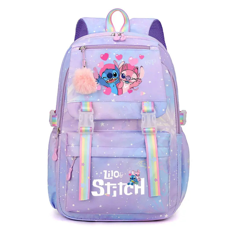 Lilo e Stitch Mochila impermeável de grande capacidade para escola