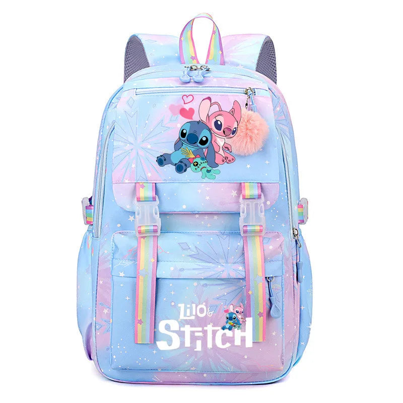 Lilo e Stitch Mochila impermeável de grande capacidade para escola