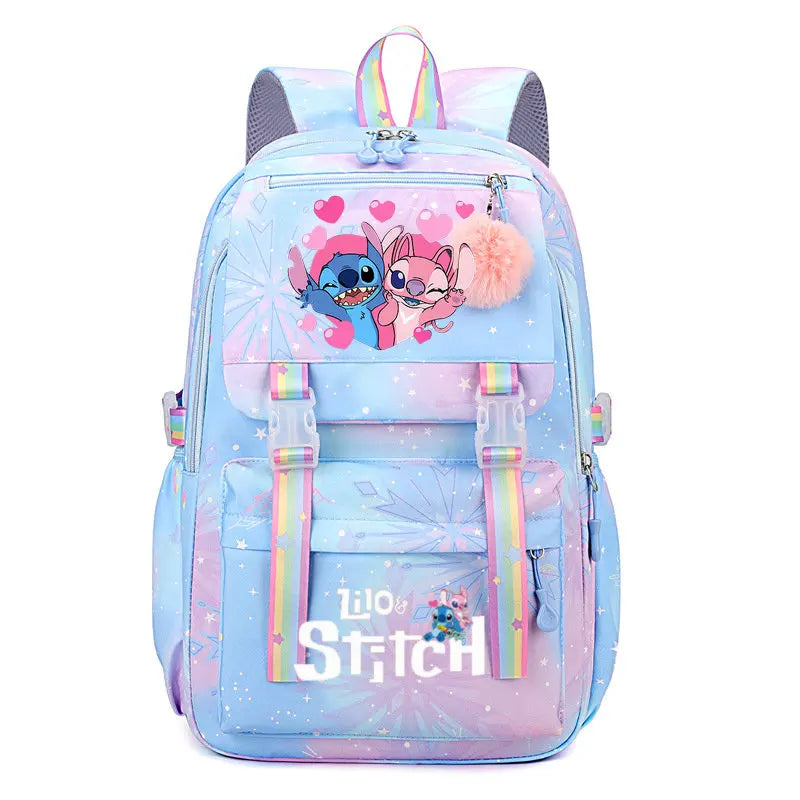 Lilo e Stitch Mochila impermeável de grande capacidade para escola