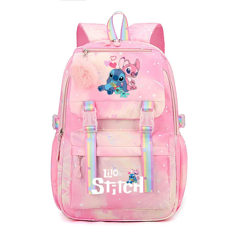 Lilo e Stitch Mochila impermeável de grande capacidade para escola